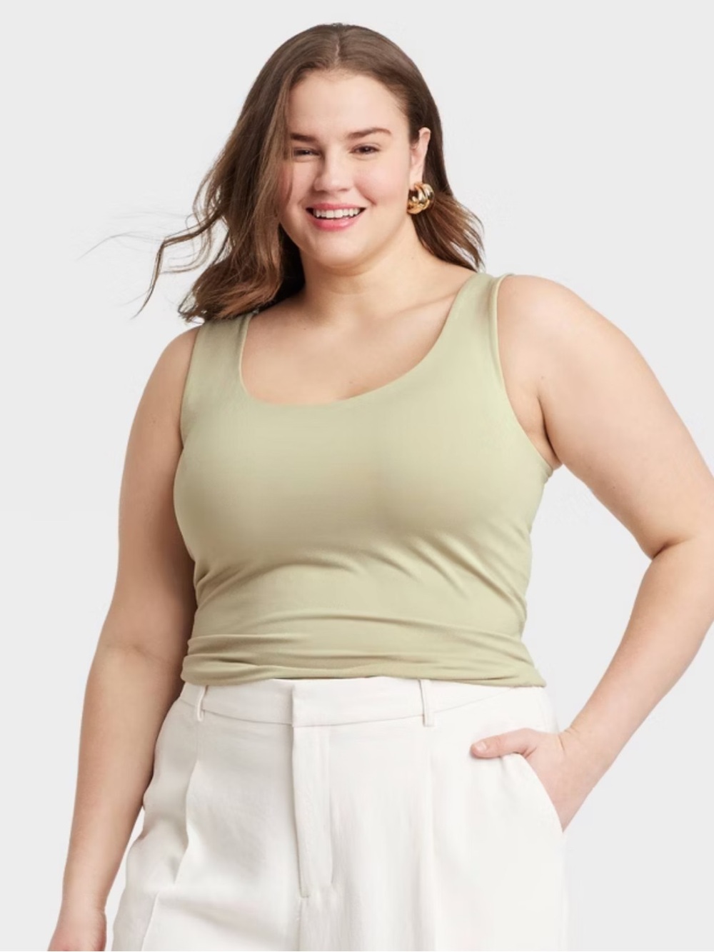 a new day Light green Scoop Neck Tank